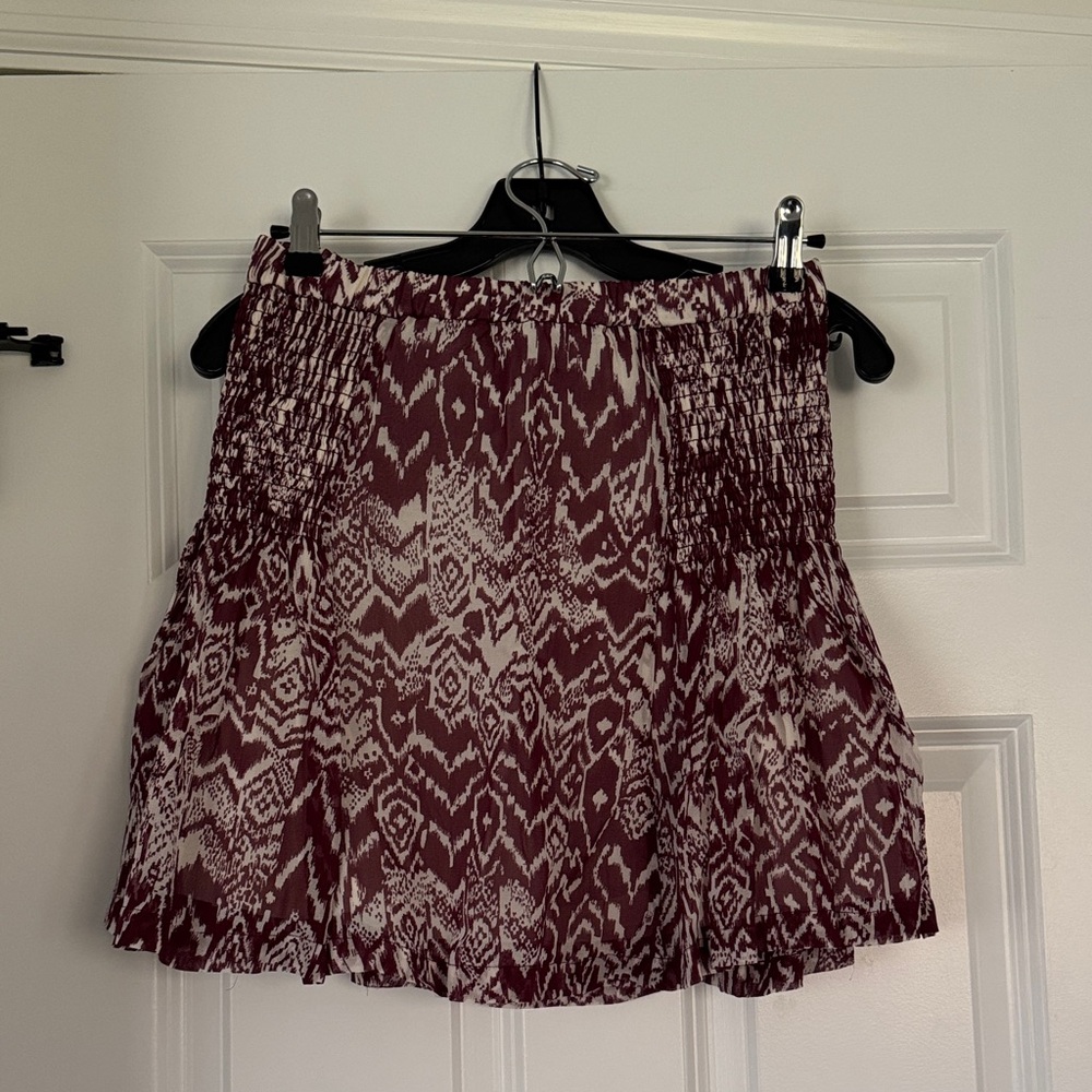 IRO Burgundy Patterned Mini Skirt